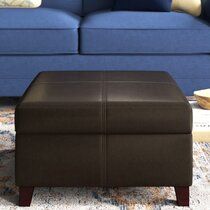 Ivory Leather Ottoman | Wayfair Pertaining To Ivory Faux Leather Ottomans (View 8 of 15)
