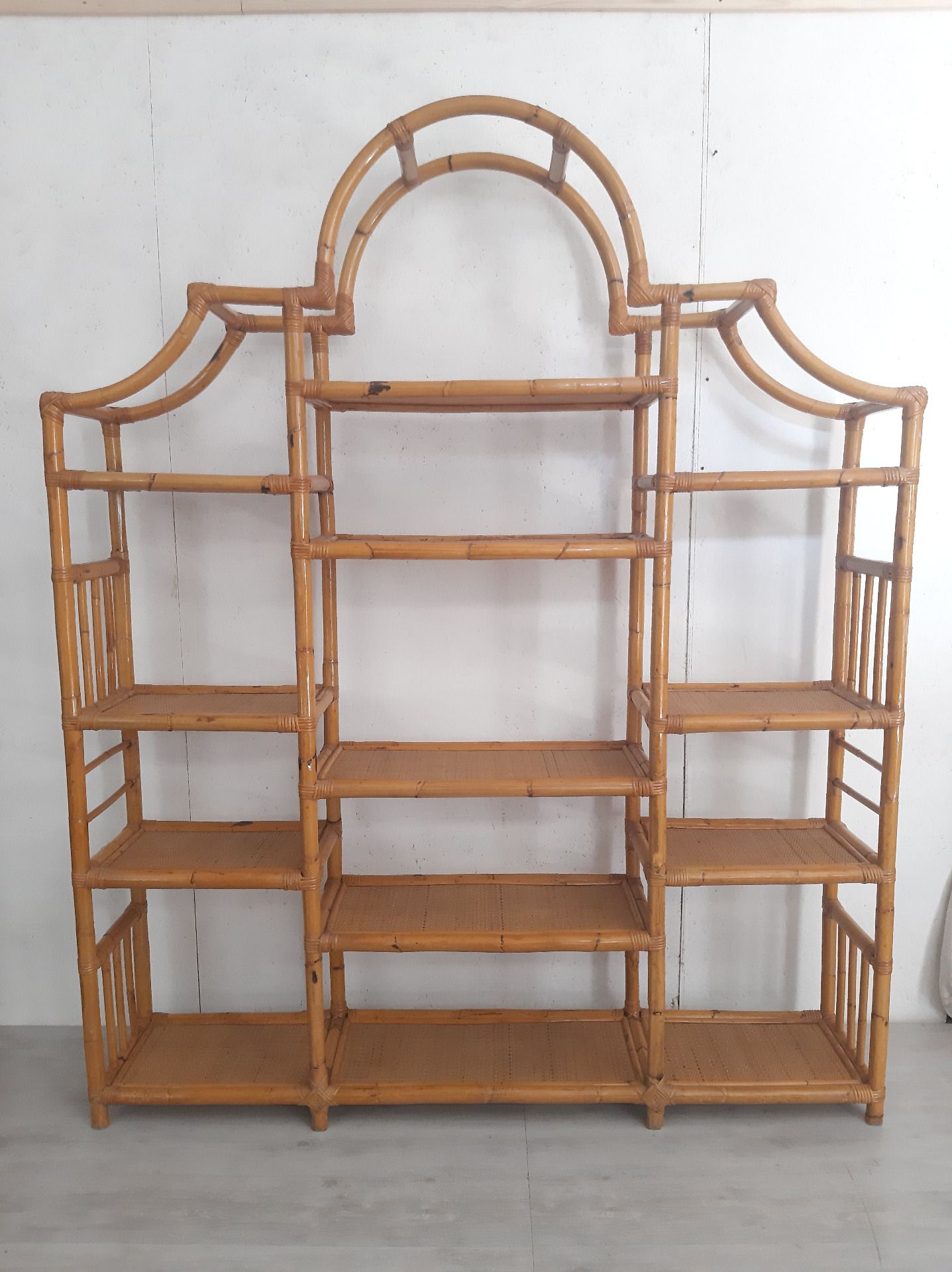 Large Bamboo Bookcase From The 70s With Various Shelves – Bookcases And  Showcases Throughout Bamboo Bookcases (View 6 of 15)