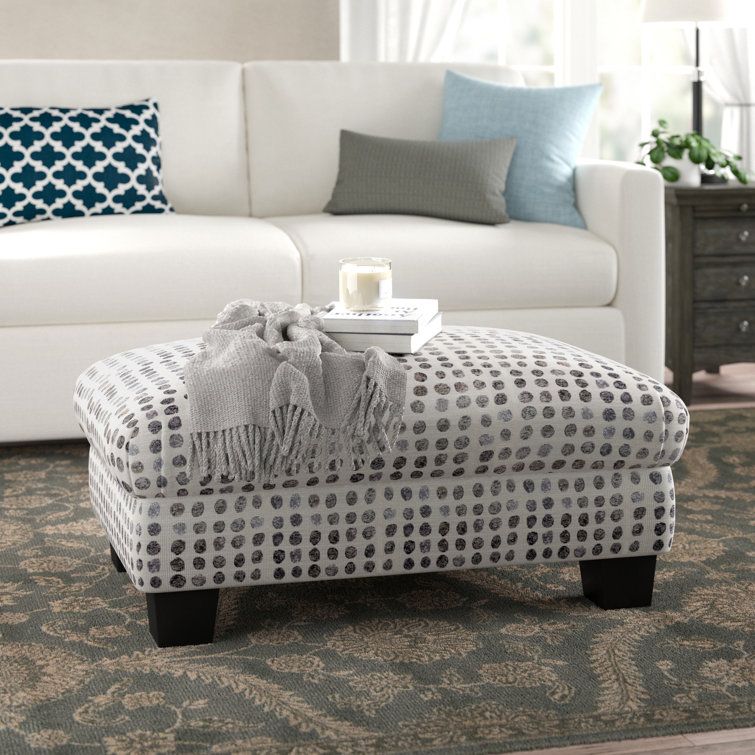 Lark Manor Alora Upholstered Ottoman & Reviews | Wayfair Throughout Charcoal Dot Ottomans (View 13 of 15)