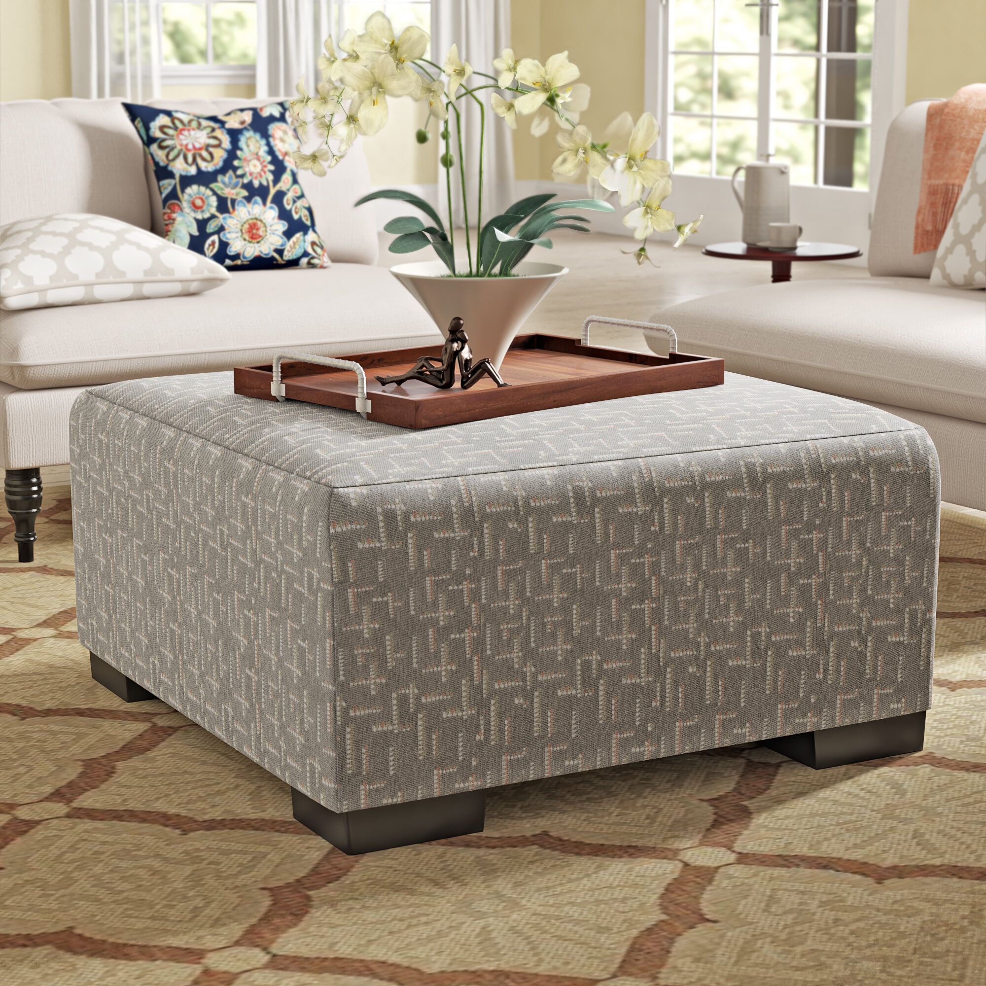 Latitude Run® Millender Upholstered Ottoman | Wayfair Throughout Square Ottomans (View 4 of 15)