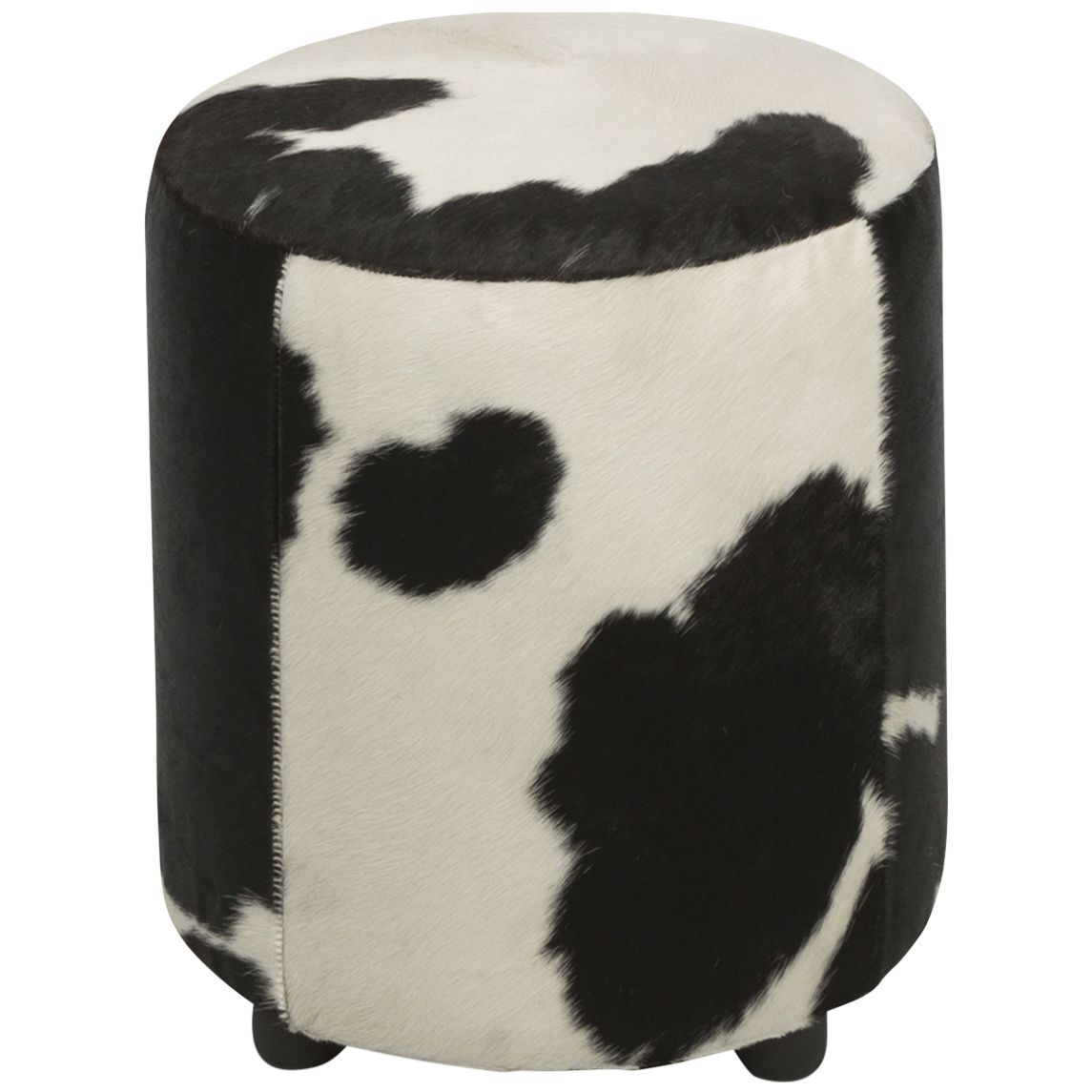 Lifestyle Traders Black & White Round Cowhide Ottoman | Temple & Webster In White Cow Hide Ottomans (View 10 of 15)