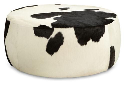 Lind Round Cowhide Ottomans – Cocktail Tables – Living Spaces – Room & Board Intended For White Cow Hide Ottomans (View 5 of 15)