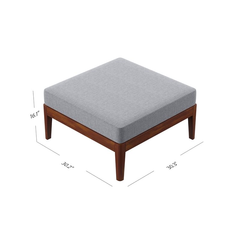 Linon Morningside Wood Indoor/outdoor Ottoman In Walnut | Cymax Business Regarding Ottomans With Walnut Wooden Base (Photo 1 of 15)