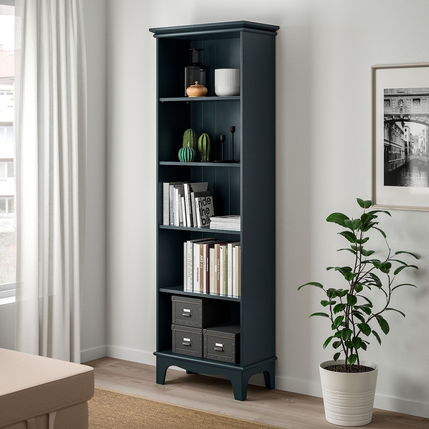 Lommarp Dark Blue Green, Bookcase, 65x199 Cm – Ikea Within Blue Wood Bookcases (Photo 1 of 15)