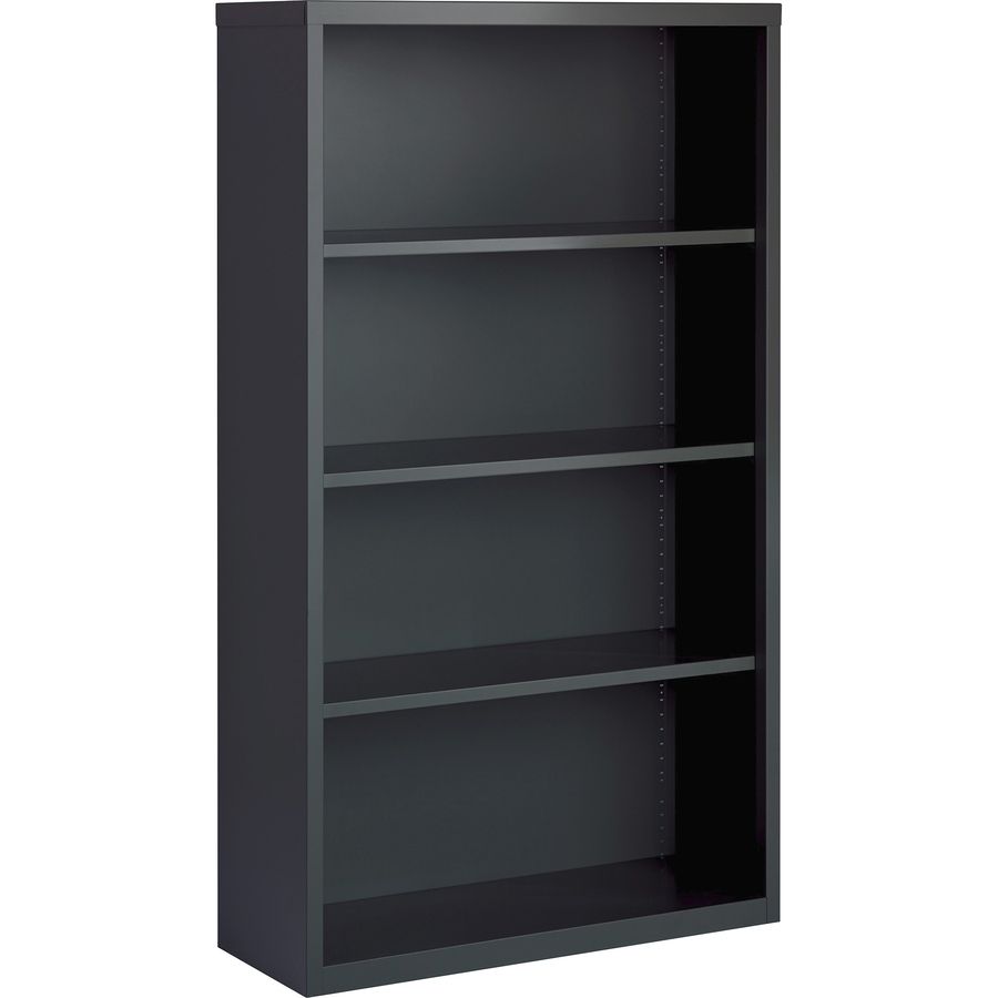 Lorell Fortress Series Charcoal Bookcase – 34.5" X 13" X 60" – 4 Shelve(s)  – Material: Steel – Finish: Charcoal, Powder Coated – Yuletide Office  Solutions Intended For Powder Coat Finish Bookcases (Photo 15 of 15)