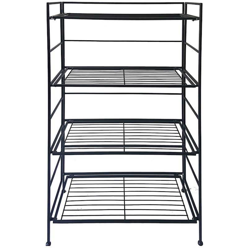 Metal 4 Tier Folding Rack With Wire Shelves | At Home Intended For Four Tier Bookcases (View 14 of 15)