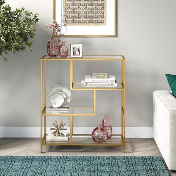 Meyer&cross Isla 40 In. Brass 3 Shelf Standard Bookcase Bk1054 – The Home  Depot Pertaining To Brass Bookcases (Photo 2 of 15)