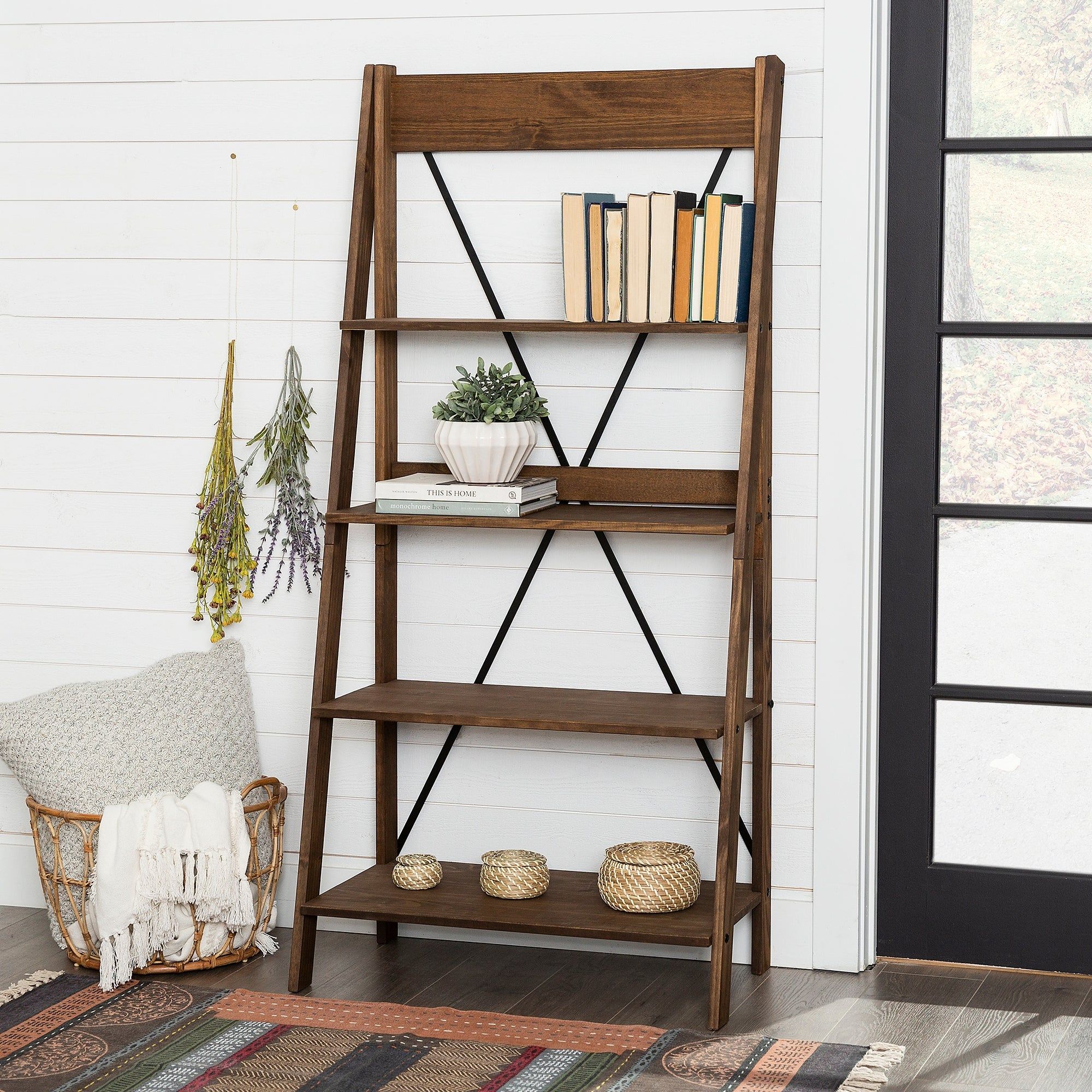 Middlebrook 68 Inch Solid Pine Wood Ladder Bookshelf – On Sale – Overstock  – 28274633 For 68 Inch Bookcases (View 1 of 15)