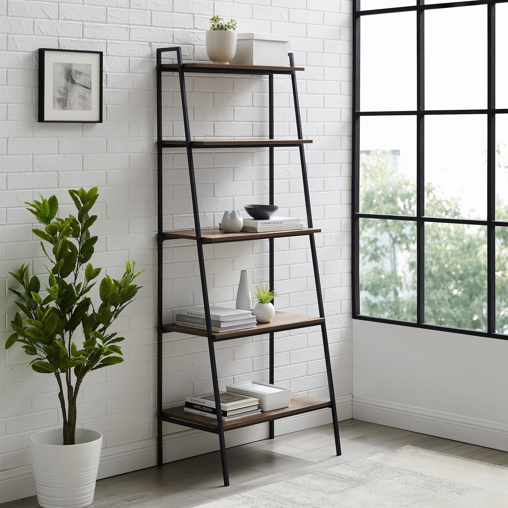 Middlebrook Lahuri 72 Inch Open Ladder 5 Shelf Bookshelf – On Sale –  Overstock – 22105560 Regarding 72 Inch Bookcases (View 6 of 15)