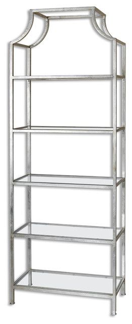 Minimalist Silver Arch Metal Etagere, Standing Book Shelf Modern Glass  Shelves – Transitional – Bookcases  My Swanky Home | Houzz In Silver Metal Bookcases (View 2 of 15)