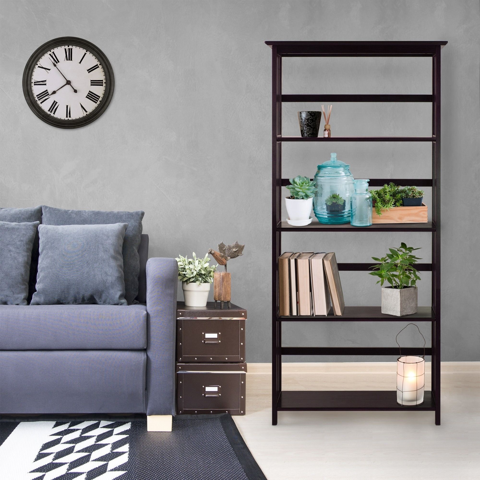 Mission Style 5 Shelf Bookcase – On Sale – Overstock – 6345150 Regarding Five Shelf Bookcases With Drawer (View 5 of 15)