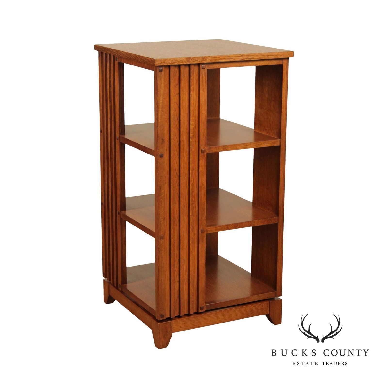 Mission Style Oak Revolving Three Tier Bookcase | Ebay In Three Tier Bookcases (View 15 of 15)