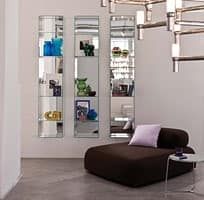 Modern Bookcase, In Glass, With Mirror Back | Idfdesign Inside Mirrored Glass Bookcases (Photo 8 of 15)