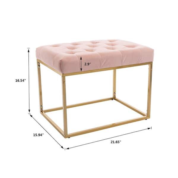 Modern Pink Tufted Ottoman With Metal Frame And Golden Legs Yymd Ca 47 –  The Home Depot For Ottomans With Titanium Frame (View 5 of 15)
