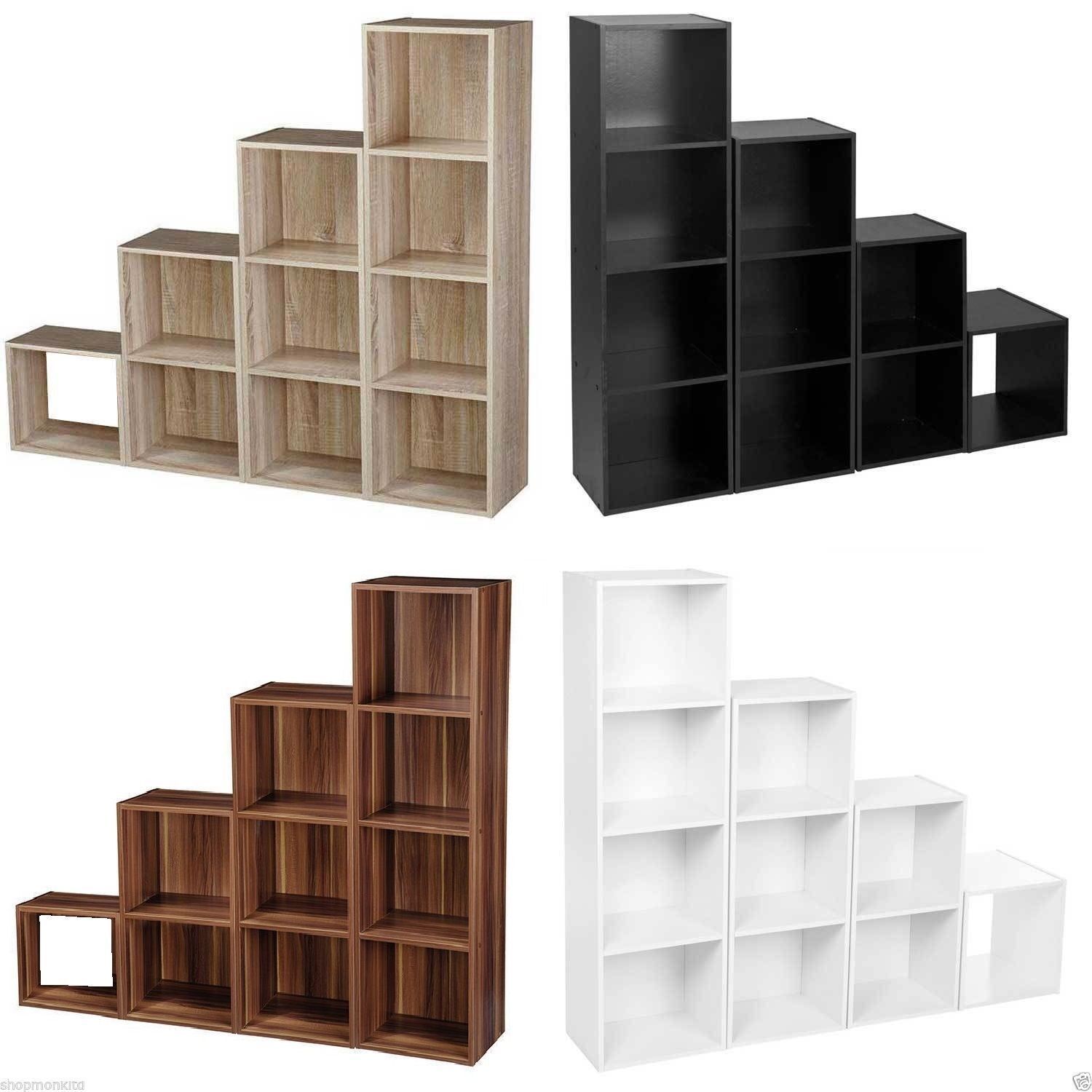 Modern Wooden Storage Unit Cube 2 3 4 Tier Strong Bookcase Shelf Display  4colors | Ebay Within 2 Tier Bookcases (View 14 of 15)
