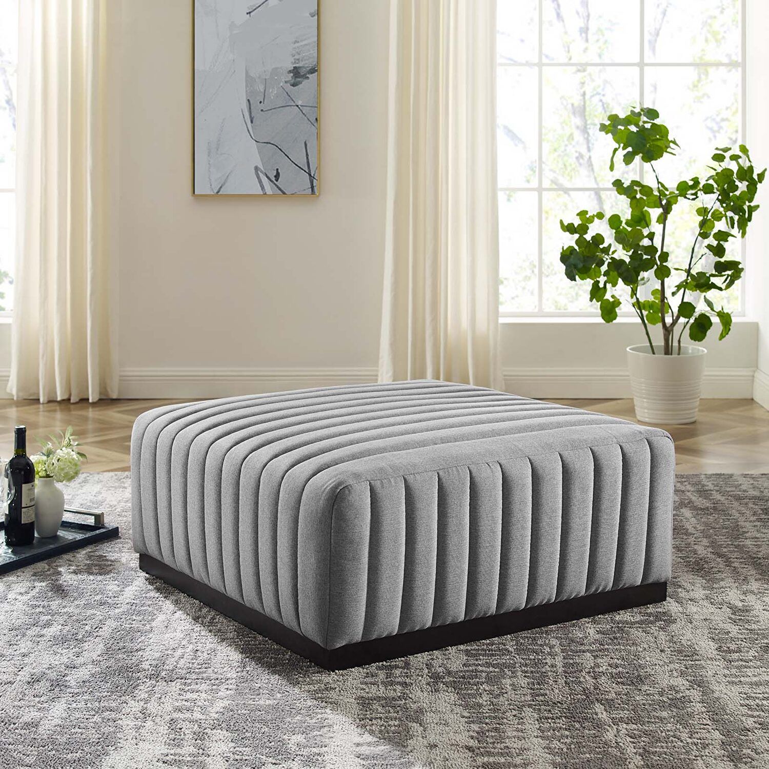 Modway Conjure Light Gray Ottoman Eei 5501 Blk Lgr | Comfyco With Regard To Light Gray Ottomans (View 2 of 15)