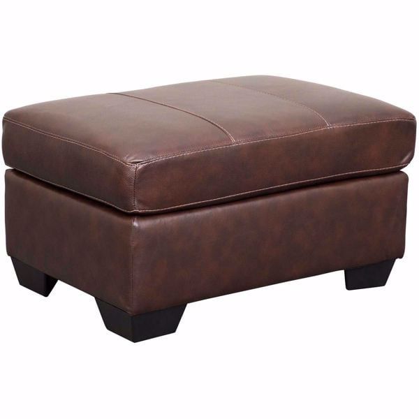 Morelos Brown Italian Leather Ottoman – Ashley Furniture | Afw Within Brown Leather Ottomans (View 1 of 15)