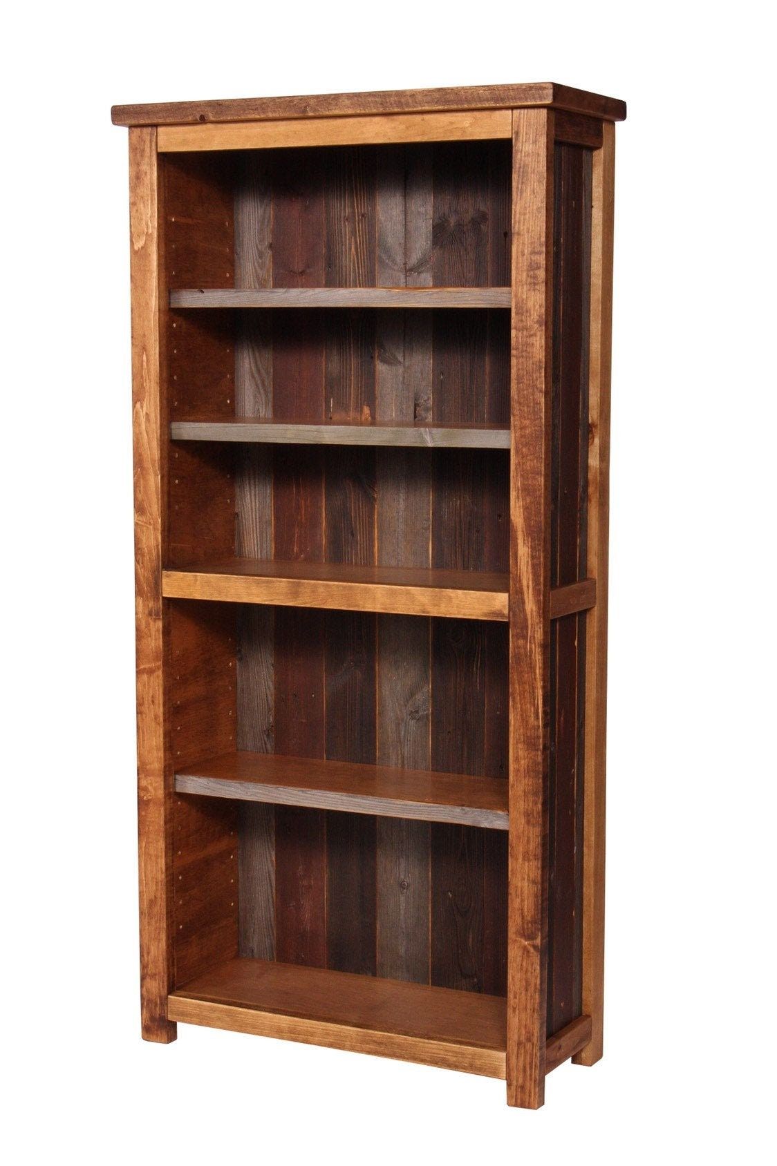 Multi Color Reclaimed Barn Wood Bookcase Rustic Bookcase – Etsy Uk For Barnwood Bookcases (Photo 7 of 15)