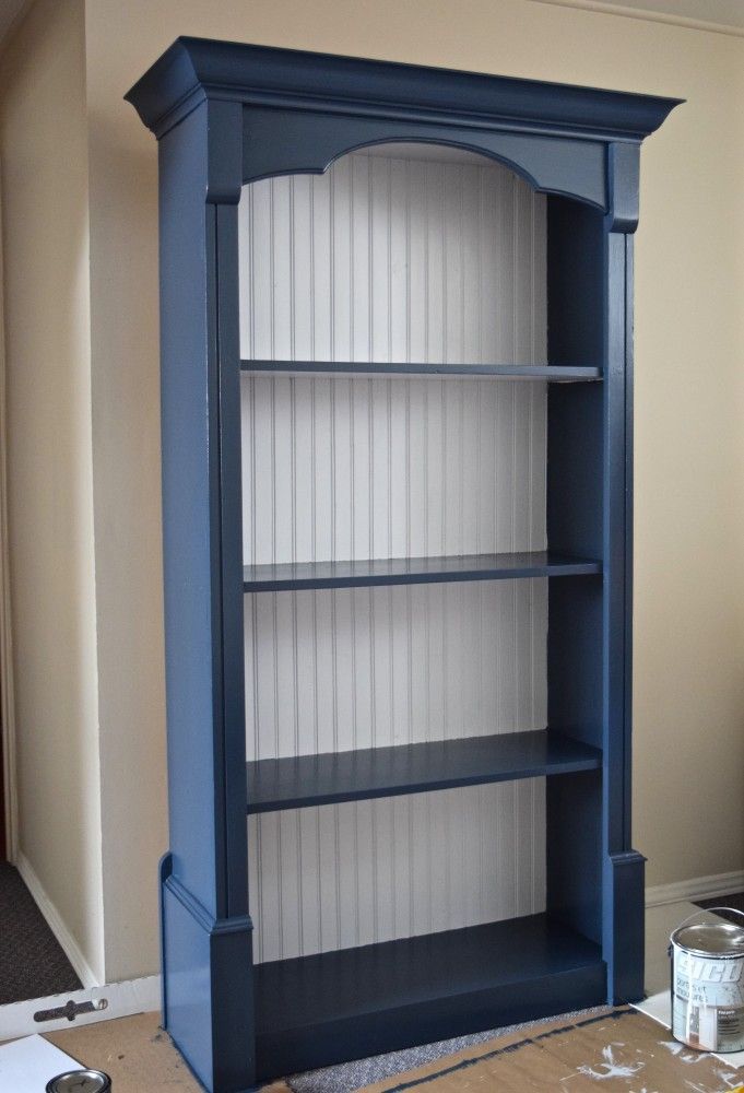 Navy Blue And White Painted Bookcase | Bookcase Diy, Diy Furniture  Renovation, Refurbished Furniture Within Navy Blue Bookcases (View 10 of 15)