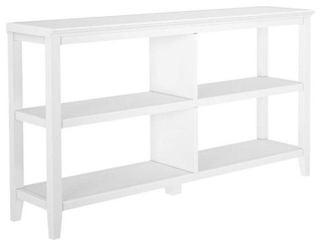 New Ridge Home Goods 2 Tier Low Traditional Wooden Bookcase In White –  Transitional – Bookcases  Homesquare | Houzz With Regard To 2 Tier Bookcases (View 2 of 15)