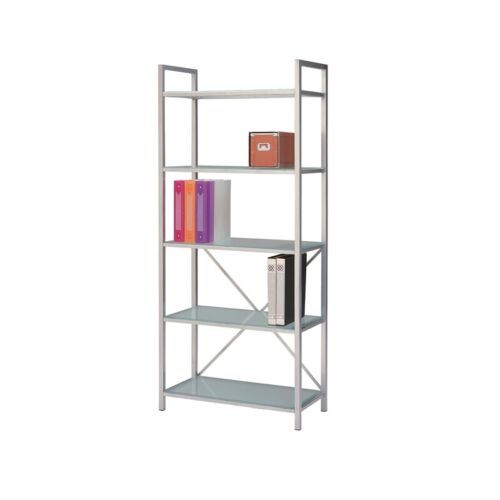 New Spec Contemporary Bookcases Frosted Glass Metal Pewter In Silver | Ebay Intended For Silver Metal Bookcases (View 12 of 15)