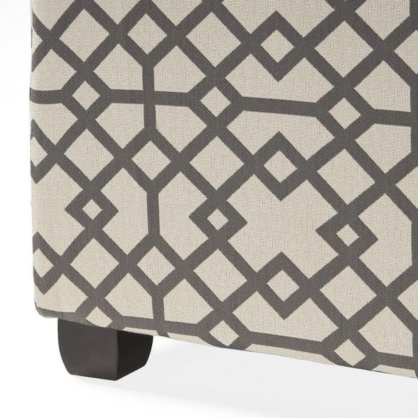 Noble House Achilles Grey Geometric Patterned Fabric Storage Ottoman 11187  – The Home Depot Inside Geometric Gray Ottomans (View 6 of 15)