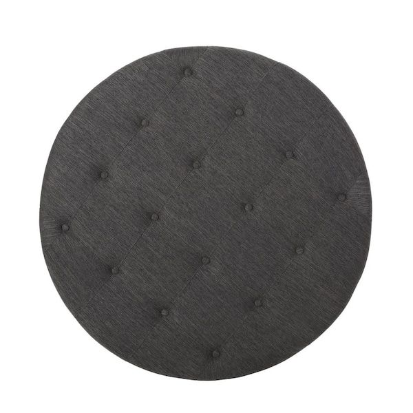 Noble House Grolsch Charcoal Tufted Ottoman 82840 – The Home Depot Inside Charcoal Dot Ottomans (View 10 of 15)