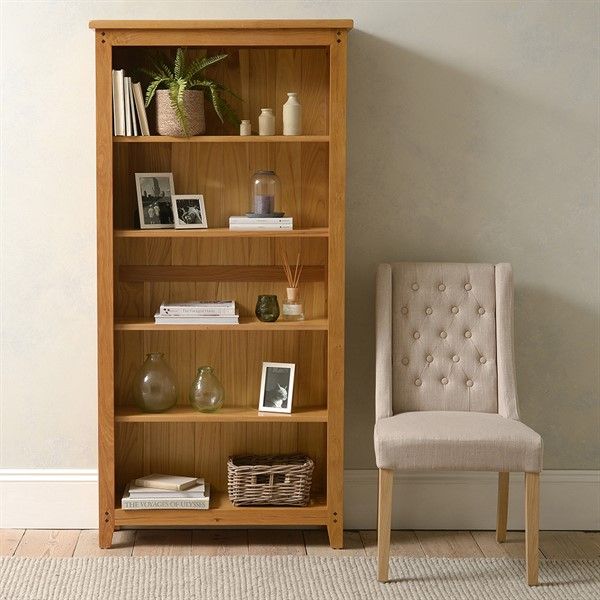 Oakland Rustic Oak New Large Bookcase 5 Shelves – The Cotswold Company Within Oak Bookcases (View 14 of 15)