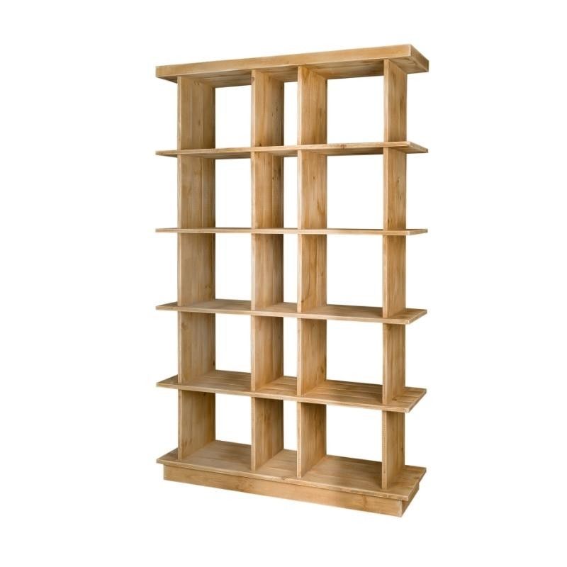 Open Wine Rack, 15 Compartments, Solid Wood | Tradis With Regard To Wooden Compartment Bookcases (View 15 of 15)