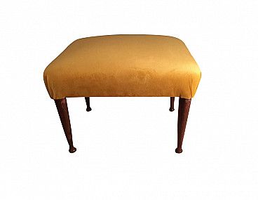 Ottoman In Velvet, Wood And Brass, 50s | Intondo With Regard To Antique Brass Ottomans (View 2 of 15)