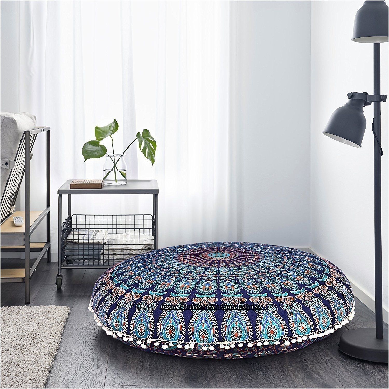 Ottoman Pouf Bohemian Multi Color Cotton Mandala Floor Cushion Cover Pillow  Case – Indian Consigners With Ottomans With Cushion (View 15 of 15)