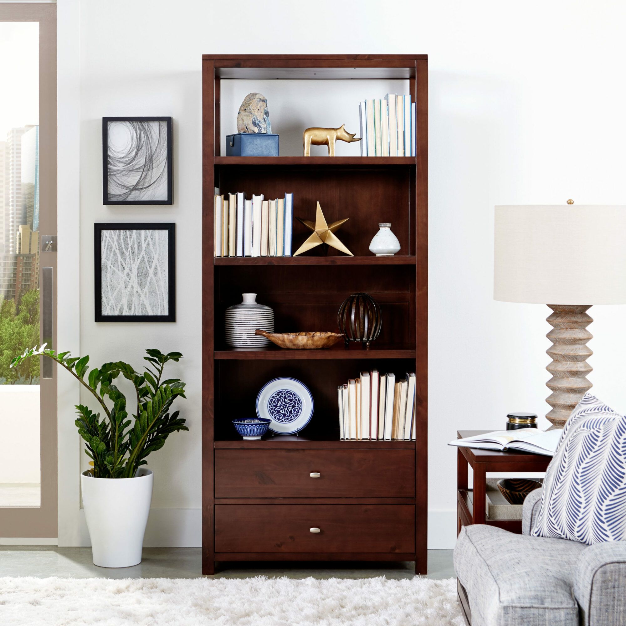 Pacifica 76" Bookshelf With 2 Drawers | Epoch Design With Bookcases With Drawer (View 2 of 15)