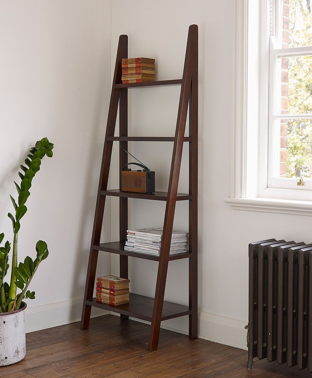 Print Of Contemporary Ladder Bookshelves Ideas For Unique Interior Designs  | Wooden Bookcase, Bookcase, Ladder Bookcase Regarding Wooden Ladder Bookcases (Photo 1 of 15)