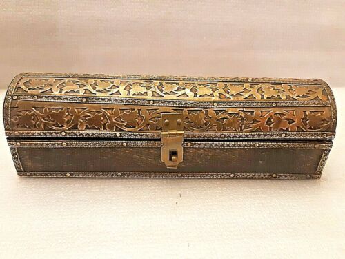 Rare !!! Antique Islamic Ottoman Wood End Brass Qalamdan Box | Ebay Within Antique Brass Ottomans (View 4 of 15)