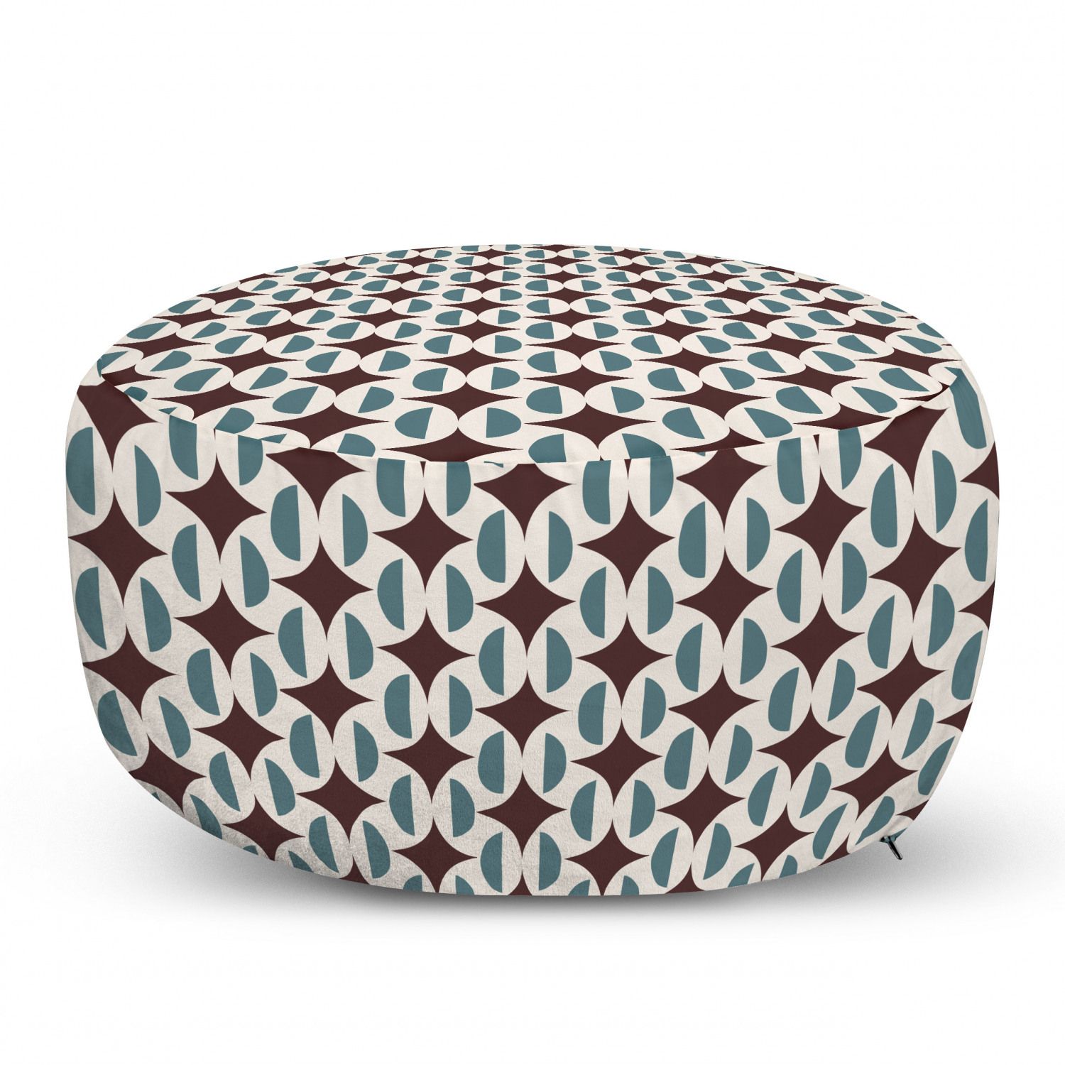 Retro Pouf, Vintage Geometric Funky Half Circles And Stars Ethnic On Pastel  Backdrop, Decorative Soft Foot Rest With Removable Cover Living Room And  Bedroom, Brown Ivory Slate Blue,ambesonne – Walmart Intended For Soft Ivory Geometric Ottomans (View 8 of 15)