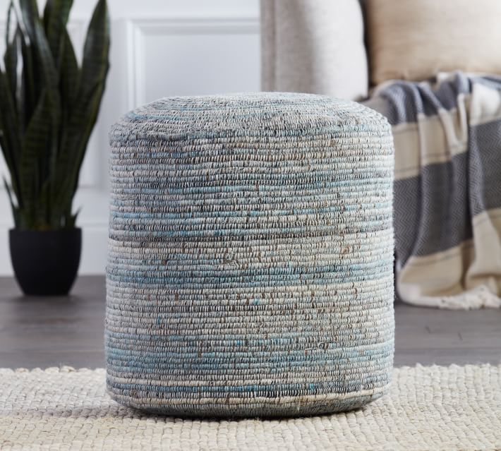 Reyer Handwoven Pouf | Pottery Barn In Polyester Handwoven Ottomans (View 13 of 15)