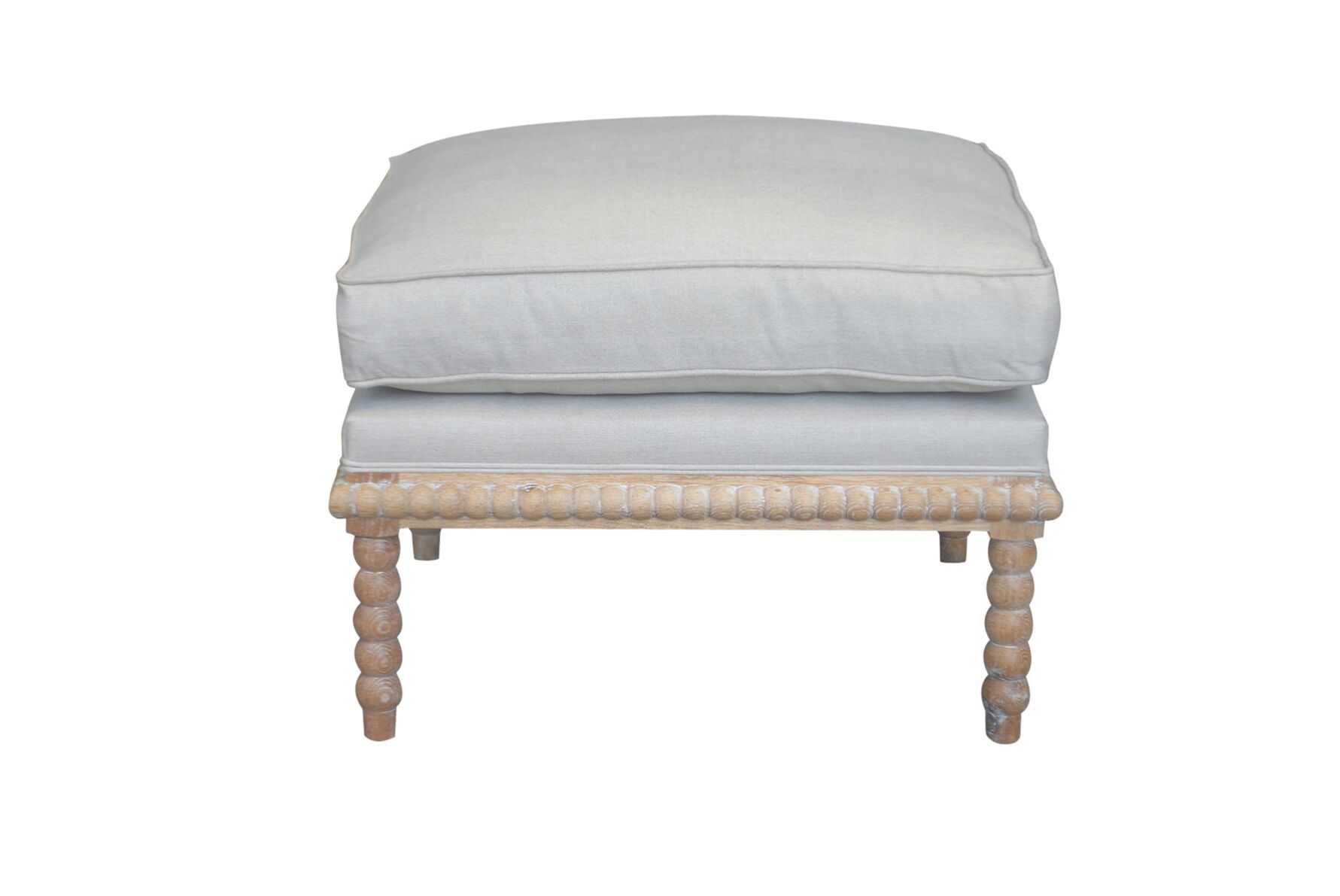 Robbin White Washed Oak Ottoman Oatmeal Linen – Helena House Pertaining To White Wash Ottomans (View 5 of 15)