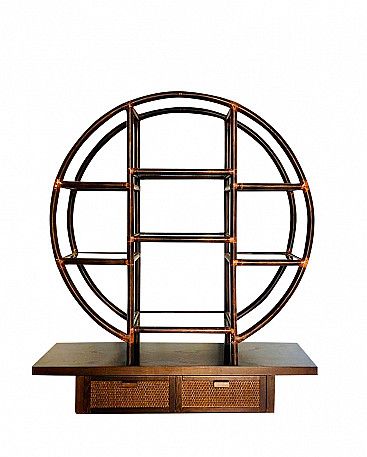 Round Bamboo Bookcase, 80's | Intondo Throughout Bamboo Bookcases (View 12 of 15)