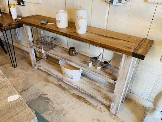 Rustic Farmhouse Narrow Bookcase Console Or Entryway Table – Etsy Within White Console Bookcases (View 15 of 15)