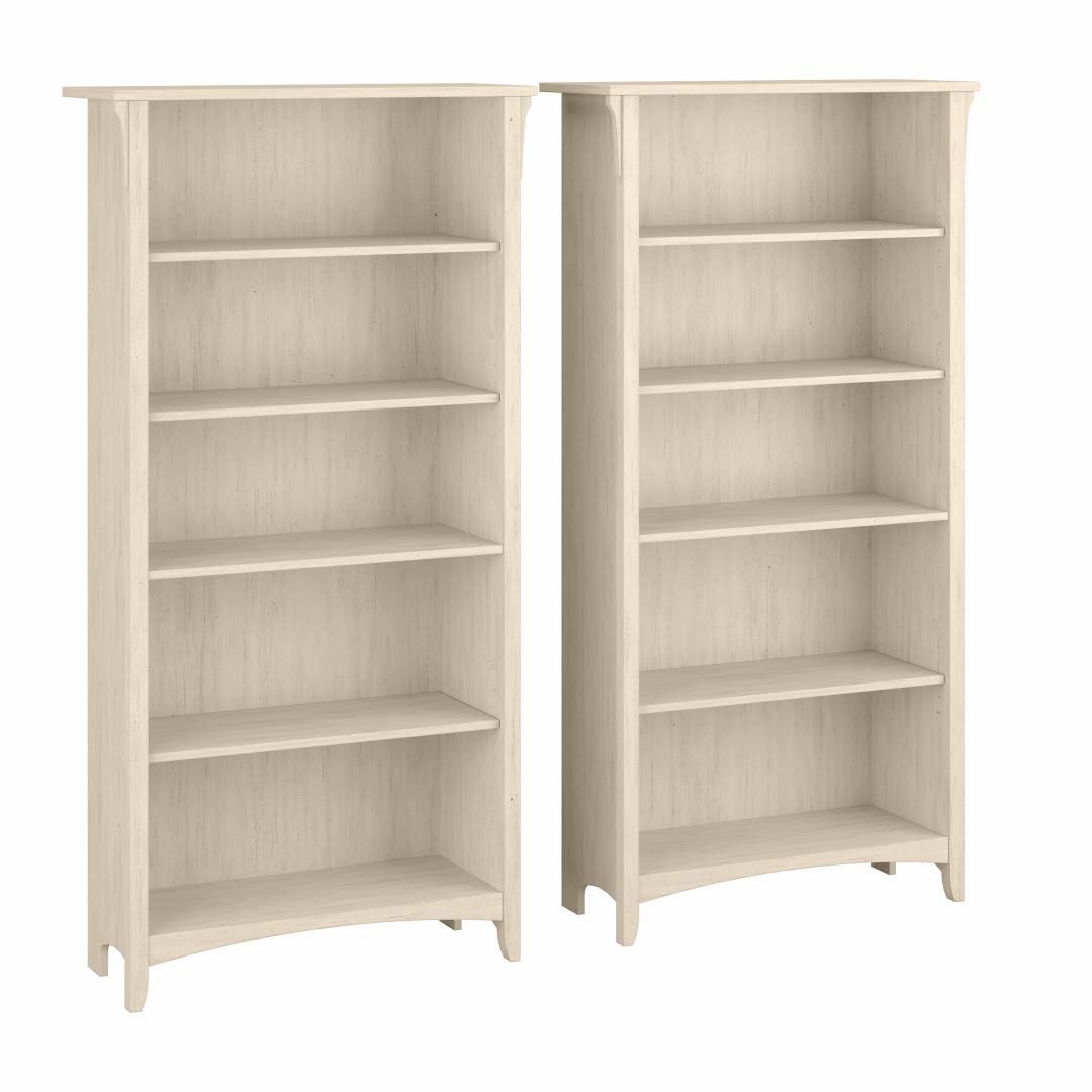 Salinas Tall 5 Shelf Bookcase – Set Of 2 | Bush Furniture Pertaining To Five Shelf Bookcases With Drawer (Photo 10 of 15)