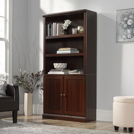 Sauder Select 5 Shelf Bookcase With Doors Cherry (426415) – Sauder With Regard To Bookcases With Doors (View 9 of 15)