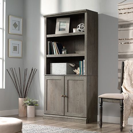 Sauder Select 5 Shelf Bookcase With Doors Mystic Oak (426418) – Sauder Regarding Bookcases With Doors (View 4 of 15)