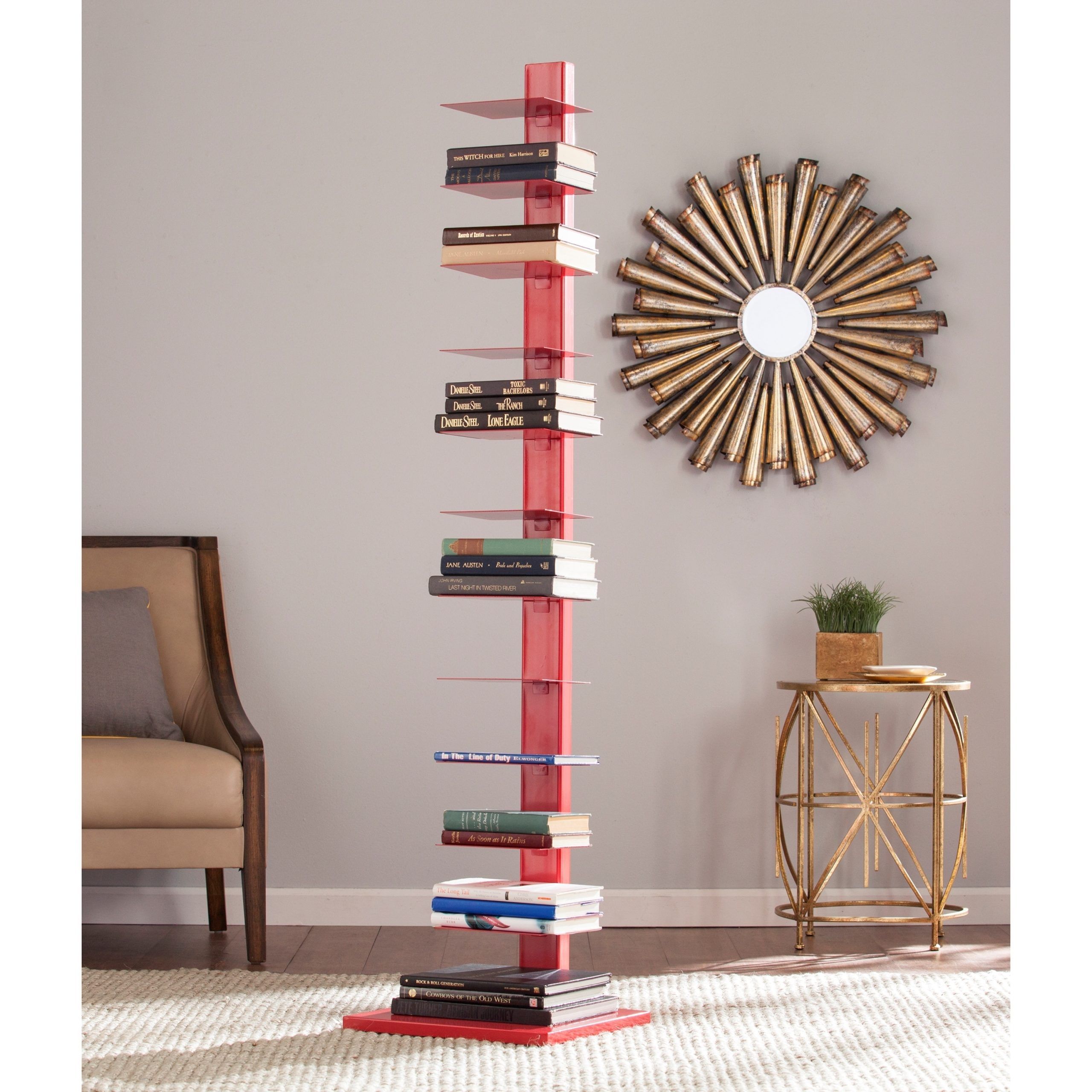 Sei Furniture Denargo Red Spine Tower Shelf – Overstock – 20255124 Inside 14 Inch Tower Bookcases (View 11 of 15)