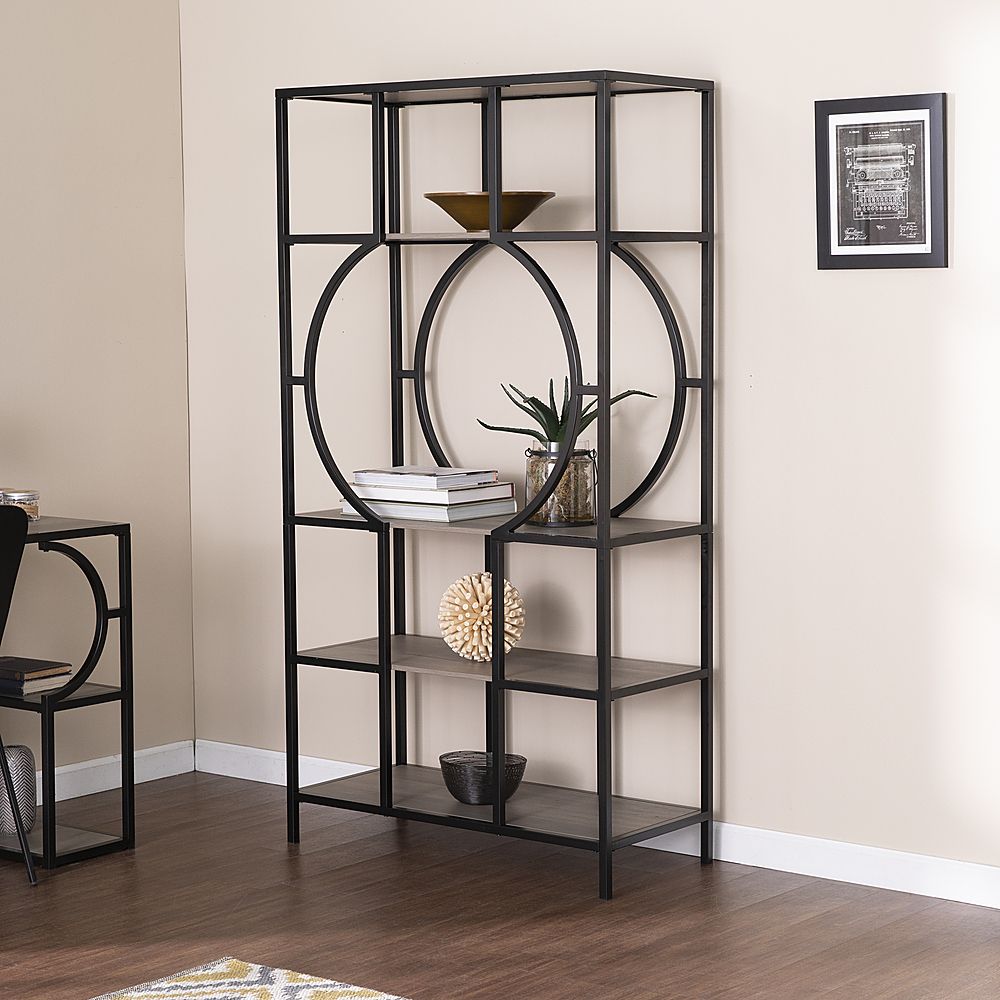 Sei Furniture Sei Tyberton 5 Tier Bookcase Natural And Black Finish  Hz1119038 – Best Buy Inside Natural Black Bookcases (View 15 of 15)