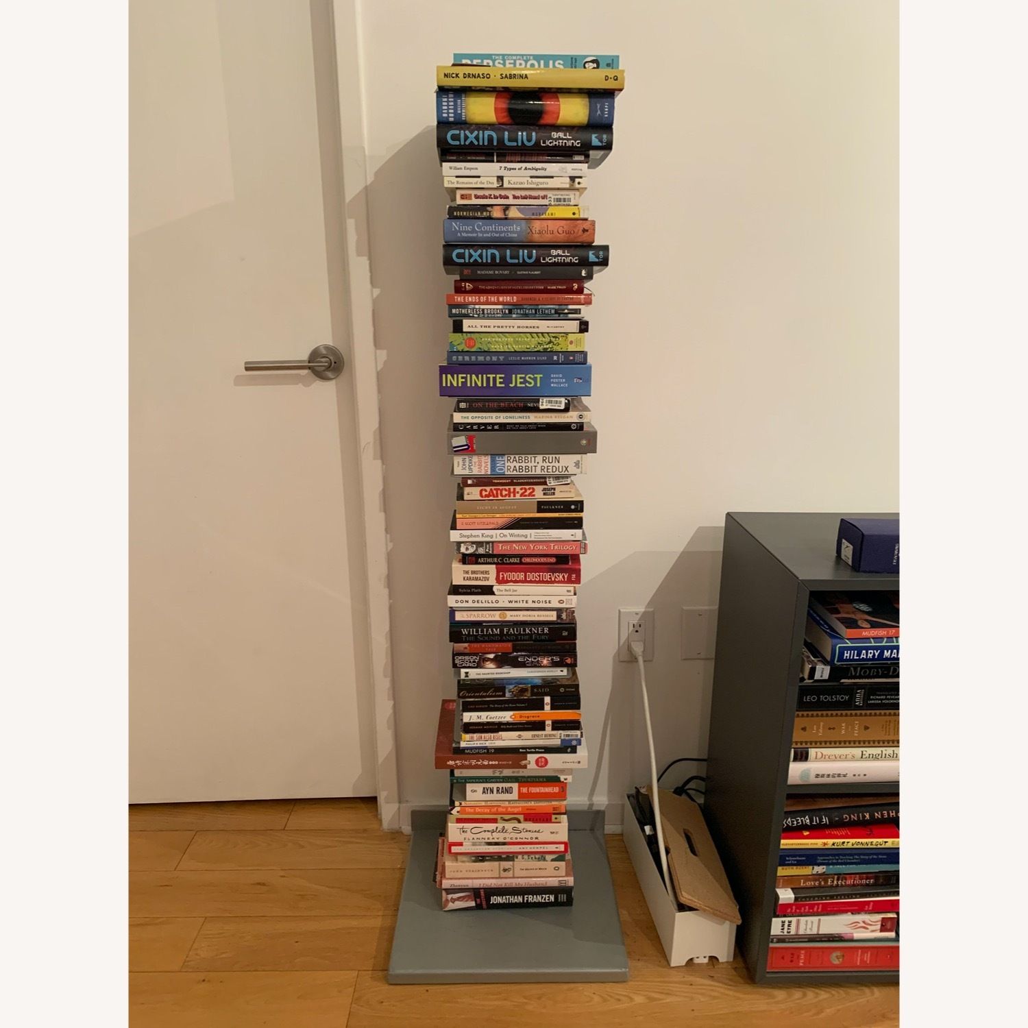 Sei Silver Metal Spine Book Shelf Tower – Aptdeco Within Spine Tower Bookcases (View 13 of 15)