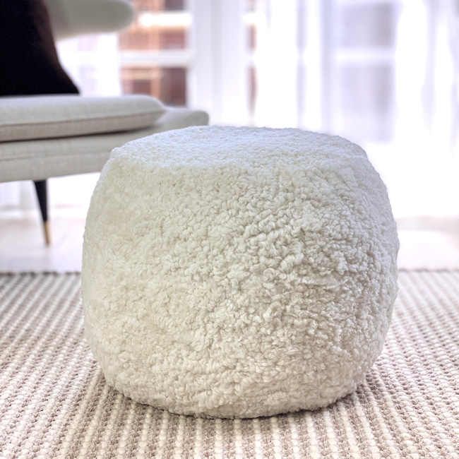Sheepskin & Fur Pouf Collection | Ottomans & Foot Stools | Eluxuryhome Pertaining To Satin Black Shearling Ottomans (Photo 12 of 15)