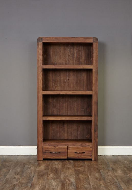 Shiro Walnut 2 Drawer Bookcase | Bookcases And Shelves With Regard To Two Drawer Bookcases (View 11 of 15)