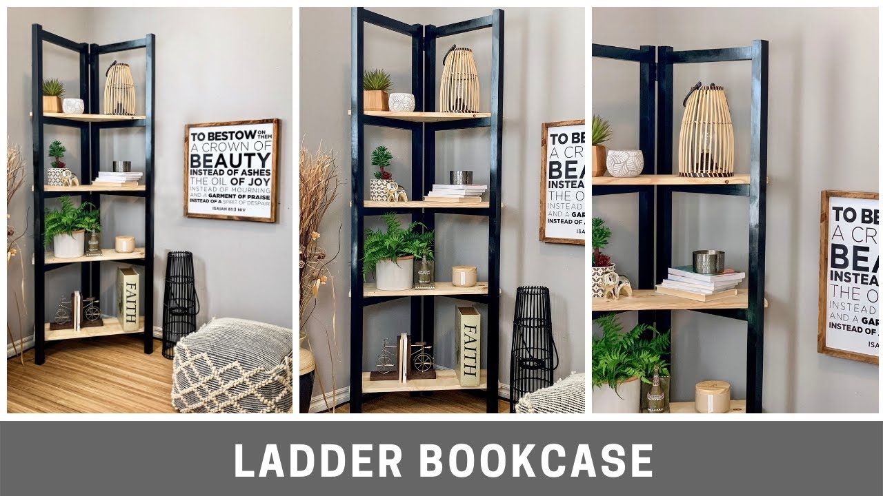 Simple Diy Ladder Bookcase For Beginner Woodworkers | Handmade Haven –  Youtube Regarding Corner Ladder Bookcases (View 5 of 15)