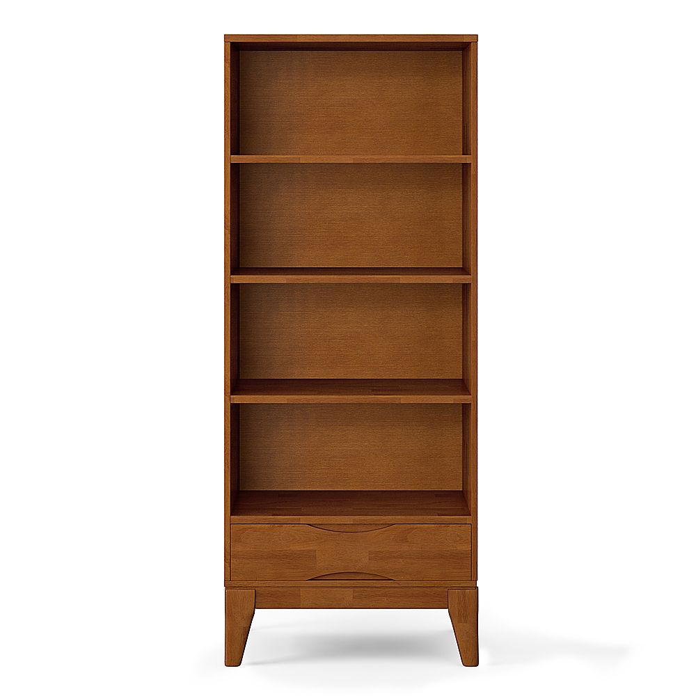 Simpli Home Harper Solid Hardwood 60 Inch X 24 Inch Mid Century Modern  Bookcase With Storage In Teak Brown Axchrp 08 Tk – Best Buy With 60 Inch Bookcases (View 8 of 15)