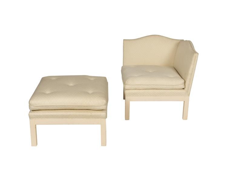Sold Price: White Lacquer Corner Chair And Ottoman – February 4, 0118 12:00  Pm Est Within White Lacquer Ottomans (Photo 10 of 15)
